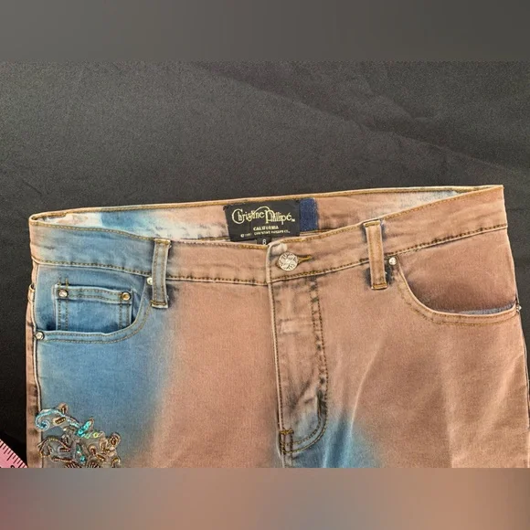 Christine Phillipe jeans decorated with bead and sequins work Size 6 like New - Picture 5 of 6